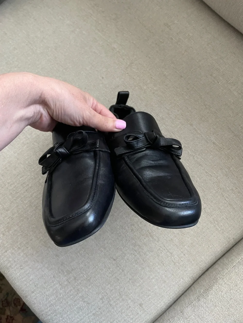 LK Bennett Maude Nappa Leather Bow Loafers- Size 9